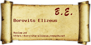 Borovits Elizeus névjegykártya